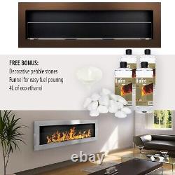 Bio Ethanol Fireplace Biofire Fire Gloss Black Wall Glass 1400 x 400 Modern