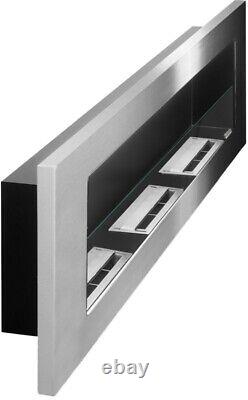 Bio Ethanol Fireplace Biofire Fire Stainless Steel Wall Glass 1400 x 400 Modern