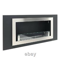 Bio Ethanol Fireplace Black+Stainless Steel Fire Burner Insert/Wall Mounted Home