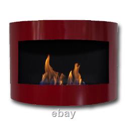 Bio Ethanol Fireplace DIANA DELUXE Red High Gloss Wall Fire Place + Firebox 1L