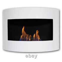 Bio Ethanol Fireplace DIANA DELUXE White High Gloss Wall Fire Place + Firebox 1L