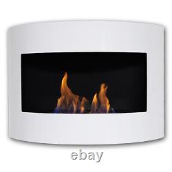 Bio Ethanol Fireplace DIANA DELUXE White High Gloss Wall Fire Place + Firebox 2L