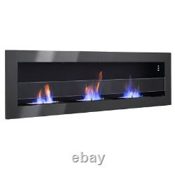Bio Ethanol Fireplace Fire Burner Wall Mounted / Insert Heater 140x40 with Glass