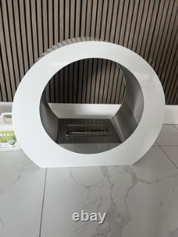 Bio Ethanol Fireplace Freestanding White lacquered Modern Stylish