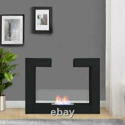 Bio Ethanol Fireplace Glass Biofire Fire Burner Space Heater Black Freestanding