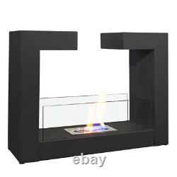 Bio Ethanol Fireplace Glass Biofire Fire Burner Space Heater Black Freestanding