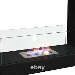 Bio Ethanol Fireplace Glass Biofire Fire Burner Space Heater Black Freestanding