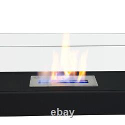 Bio Ethanol Fireplace Glass Biofire Fire Pit Burner Heater Freestanding Black UK