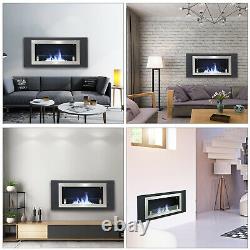 Bio Ethanol Fireplace Glass Fire Burner Inset/Wall Mounted Black+Stainless Steel