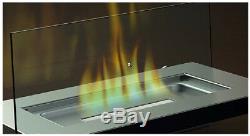 Bio-Ethanol Fireplace Indoor Outdoor Fire Stainless Steel Burner Glass Sided Eco