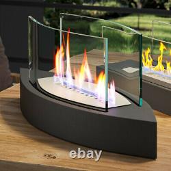 Bio Ethanol Fireplace Indoor Outdoor Garden Camping Glass Top Burner Fire Pit UK
