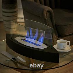 Bio Ethanol Fireplace Indoor Outdoor Garden Camping Glass Top Burner Fire Pit UK