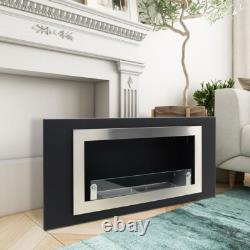 Bio Ethanol Fireplace Inset Recessed/Wall Mounted Biofire Fire with Glass Panel