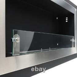 Bio Ethanol Fireplace Inset Recessed/Wall Mounted Biofire Fire with Glass Panel
