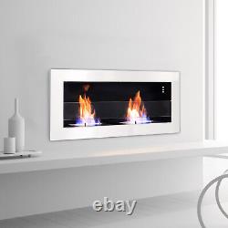 Bio Ethanol Fireplace Inset/Wall Mounted Biofire Fire Burner Glass 90/120/140cm