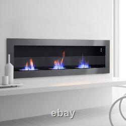 Bio Ethanol Fireplace Inset Wall Mounted Steel Glass Clean 2/3 Burner ECO Heater