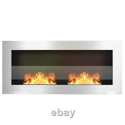 Bio Ethanol Fireplace Inset Wall Mounted Steel Glass Clean 2/3 Burner ECO Heater