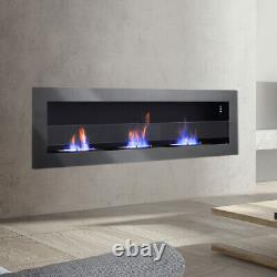 Bio Ethanol Fireplace Inset Wall Mounted Steel Glass Clean 2/3 Burner ECO Heater