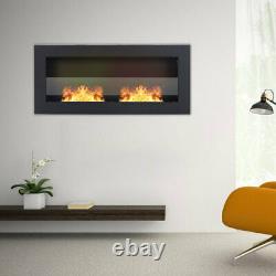 Bio Ethanol Fireplace Inset Wall Mounted Steel Glass Clean 2/3 Burner ECO Heater