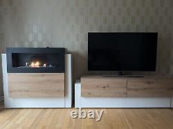 Bio Ethanol Fireplace & Matching TV Stand With Built In Storage