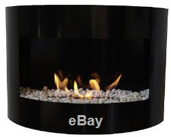 Bio Ethanol Fireplace RIVIERA DELUXE Black Wall Fire Place with Firebox 1 Liter