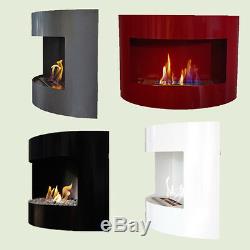 Bio Ethanol Fireplace RIVIERA DELUXE Black Wall Fire Place with Firebox 1 Liter