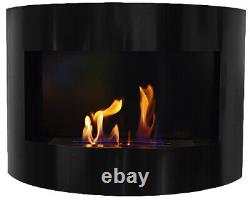 Bio Ethanol Fireplace RIVIERA DELUXE Black Wall Fire Place with Firebox 2 Liter
