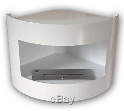 Bio Ethanol Fireplace RIVIERA DELUXE CORNER Wall White+ 1 adj. Firebox 2 litres