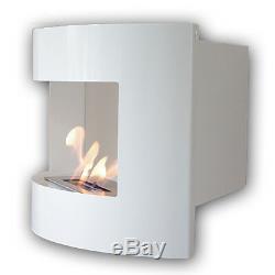 Bio Ethanol Fireplace RIVIERA DELUXE CORNER Wall White+ 1 adj. Firebox 2 litres