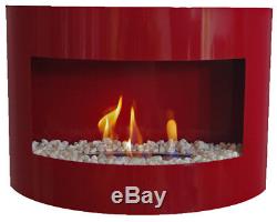 Bio Ethanol Fireplace RIVIERA DELUXE Red Wall Fire Place + Firebox 1L + Pebbles