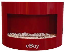 Bio Ethanol Fireplace RIVIERA DELUXE Red Wall Fire Place + Firebox 1L + Pebbles