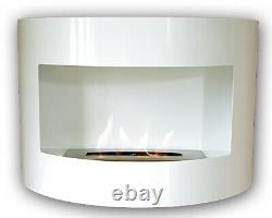 Bio Ethanol Fireplace RIVIERA DELUXE White Wall Fire Place with Firebox 1 Liter