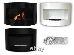 Bio Ethanol Fireplace RIVIERA Wall Fire Place Steel Black or White