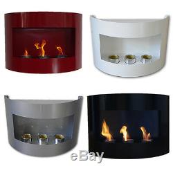 Bio Ethanol Fireplace RIVIERA Wall Fire Place Steel Red Black White