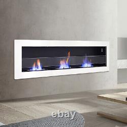 Bio Ethanol Fireplace Real Fire Frame 2/3 Burner Wall/Insert w Protective Glass