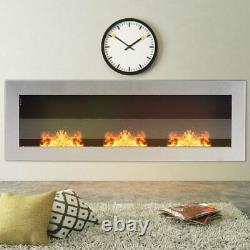 Bio Ethanol Fireplace Real Fire Frame 2/3 Burner Wall/Insert w Protective Glass