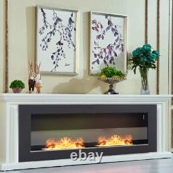 Bio Ethanol Fireplace Recessed Wall Mounted Stainless Steel Glass Biofire Heater
