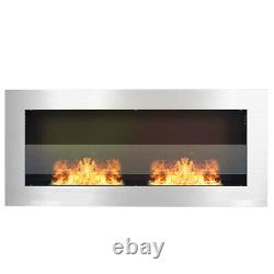 Bio Ethanol Fireplace Stainless Steel Biofire Fire 2 Burner Wall/Inset 90 x 40cm