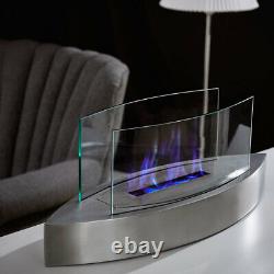 Bio Ethanol Fireplace Stainless Steel Glass Table Top Fire Burner Flame Heater