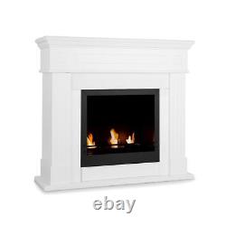 Bio Ethanol Fireplace Surround Wall Mounted Indoor Heater Steel Home Decor White