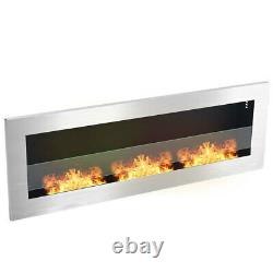 Bio Ethanol Fireplace Tempered Glass Wall Mounted/Inset Biofire Fire 1200x400mm