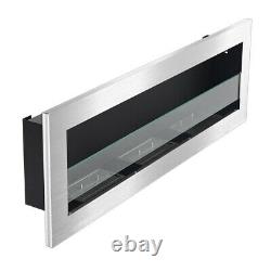 Bio Ethanol Fireplace Tempered Glass Wall Mounted/Inset Biofire Fire 1200x400mm