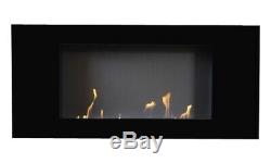 Bio Ethanol Fireplace VALENCIA DELUXE XL Black Wall Fire Place + 2 Fireboxes