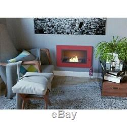 Bio Ethanol Fireplace Wall Eco Fire Burner Modern Design in Red including Glass