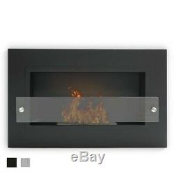 Bio Ethanol Fireplace Wall Eco Fire Burner Modern Design in Red including Glass