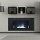 Bio Ethanol Fireplace Wall Mount/recessed Biofire 110x54cm Stainless Steel Glass