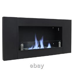 Bio Ethanol Fireplace Wall Mount/Recessed Biofire 110x54cm Stainless Steel Glass