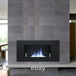 Bio Ethanol Fireplace Wall Mount/Recessed Biofire 110x54cm Stainless Steel Glass