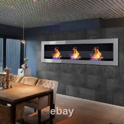 Bio Ethanol Fireplace Wall Mounted 1200mm Burner Biofire Structural Grey + GLASS
