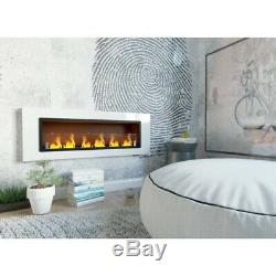 Bio Ethanol Fireplace Wall Mounted Eco Fire 110 cm 7kW 6 burners with Glass